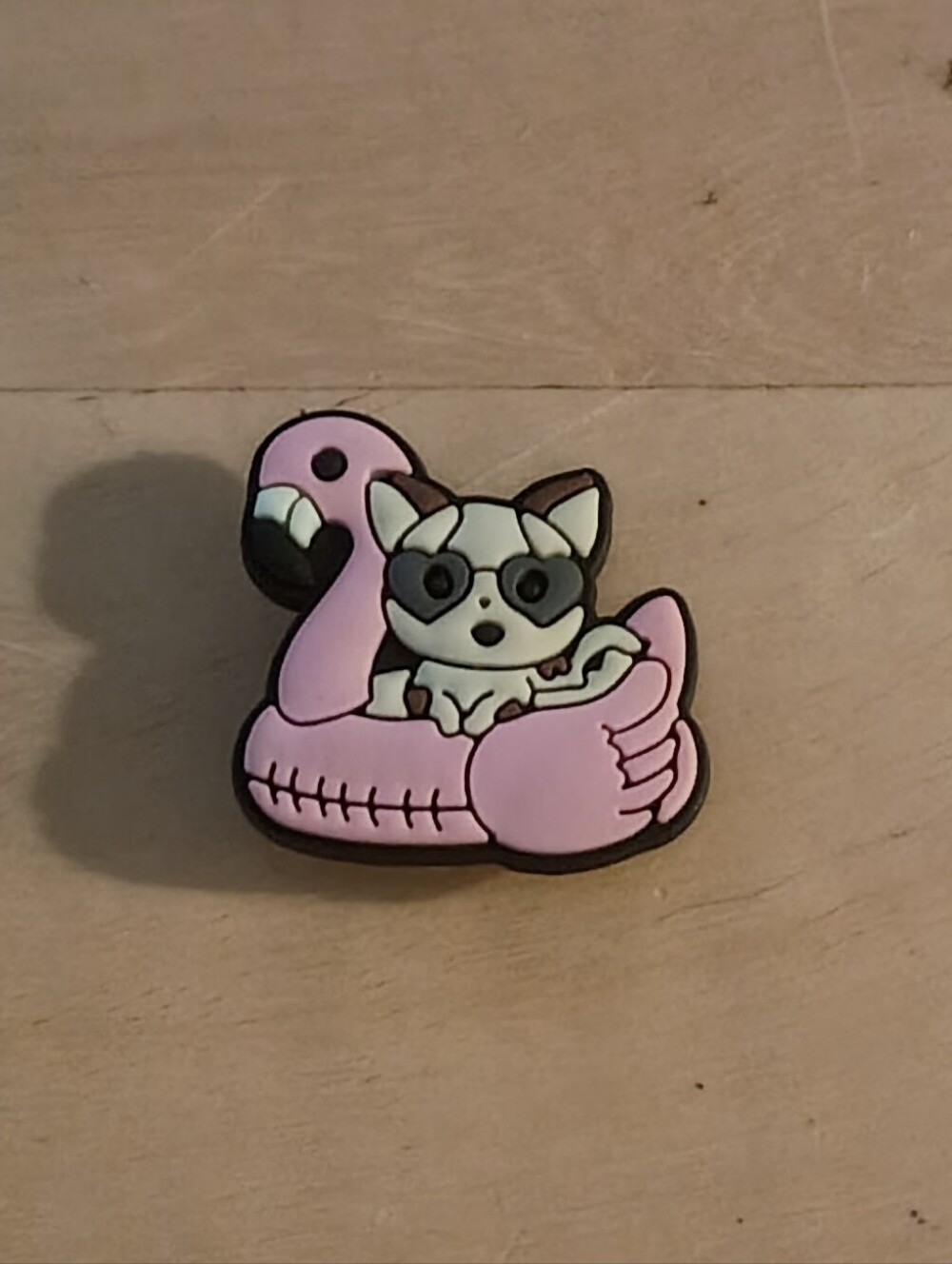 10 for $10 Jibbitz Croc Charms - White & Brown Cat On Flamingo Floaty - New